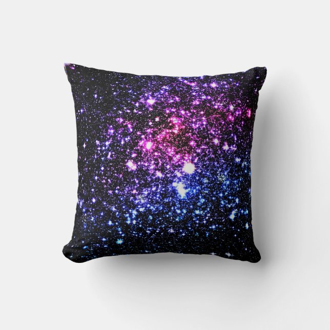 Almofada Travesseiro Galaxy Sparkle Stars Rosa Roxo Azul (Frente)