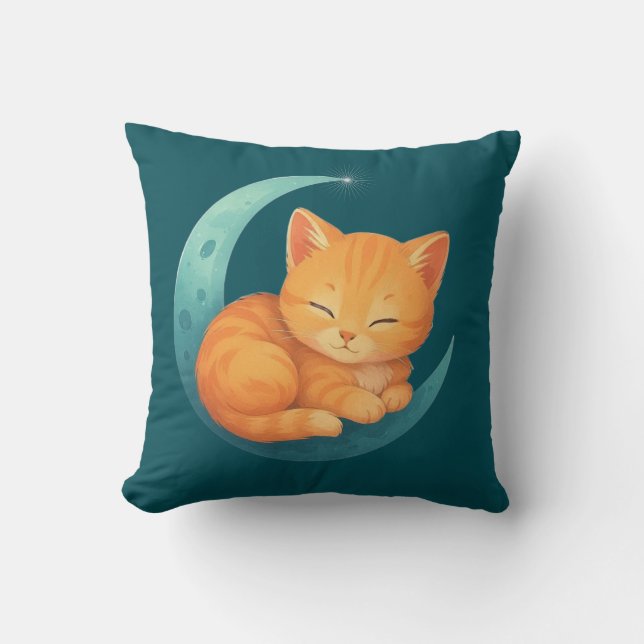 Almofada Travesseiro Gato Sonhos Doces na Lua (Frente)