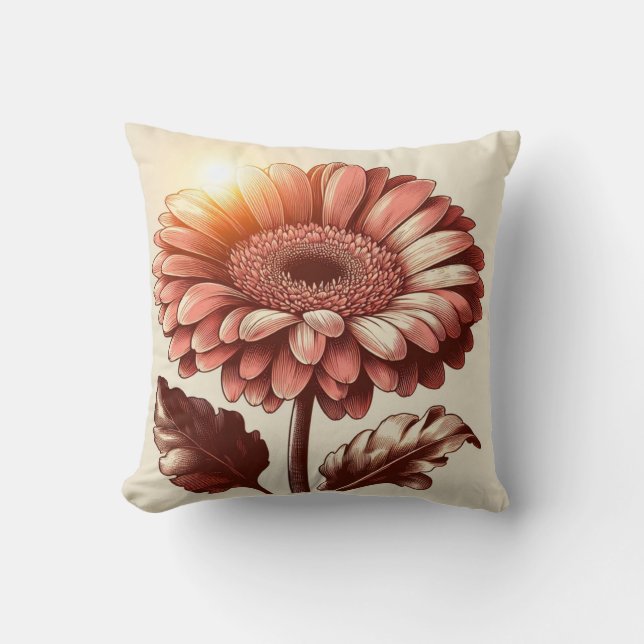 Almofada Travesseiro Gerbera Daisy para conforto inspirado  (Frente)