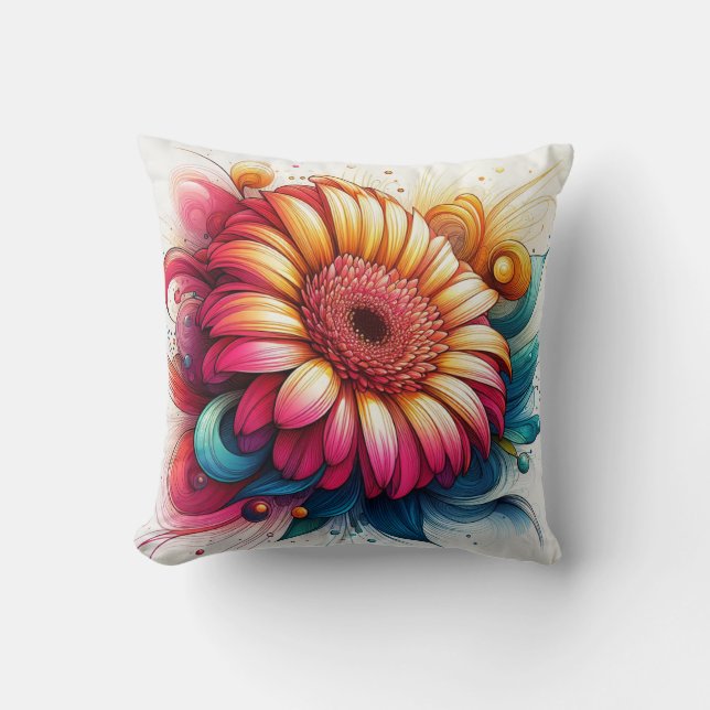 Almofada Travesseiro Gerbera Daisy para conforto inspirado  (Frente)