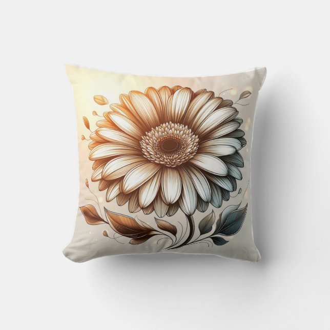 Almofada Travesseiro Gerbera Daisy para conforto inspirado  (Frente)