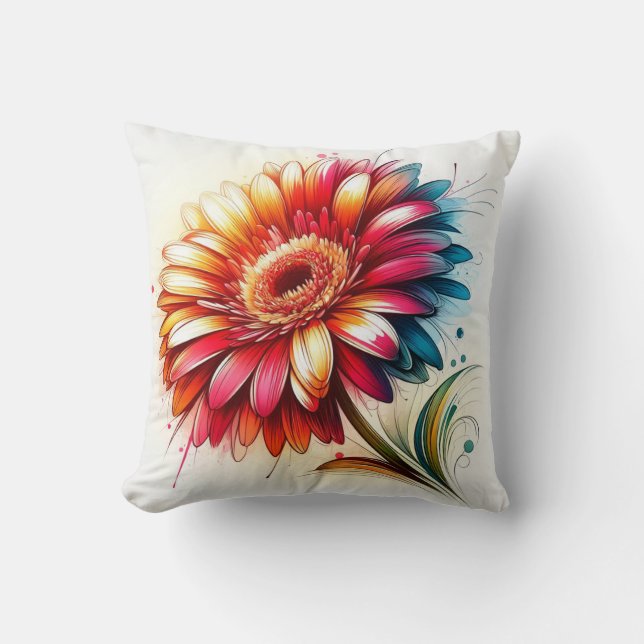 Almofada Travesseiro Gerbera Daisy para conforto inspirado  (Frente)