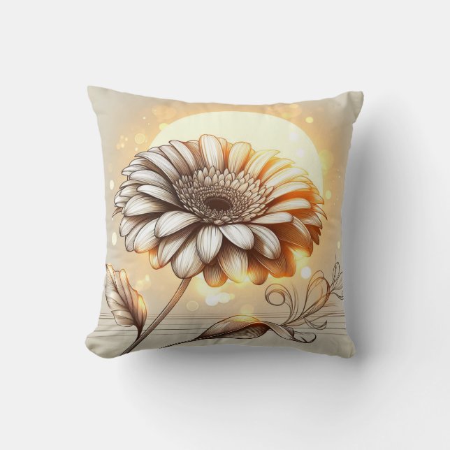 Almofada Travesseiro Gerbera Daisy para conforto inspirado  (Frente)