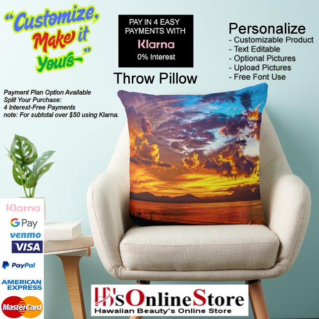 Almofada Travesseiro Grande de Poliéster Sunset Beach Squar (Sunset Beach Square Polyester Large Pillow 5.)