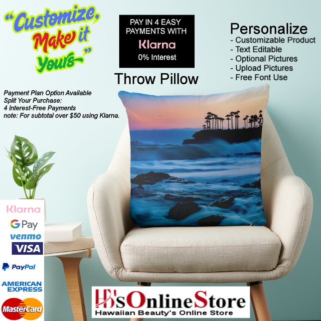 Almofada Travesseiro Grande Sunset Beach Square Poliéster 4 (Sunset Beach Square Polyester Throw Large Pillow 4.)
