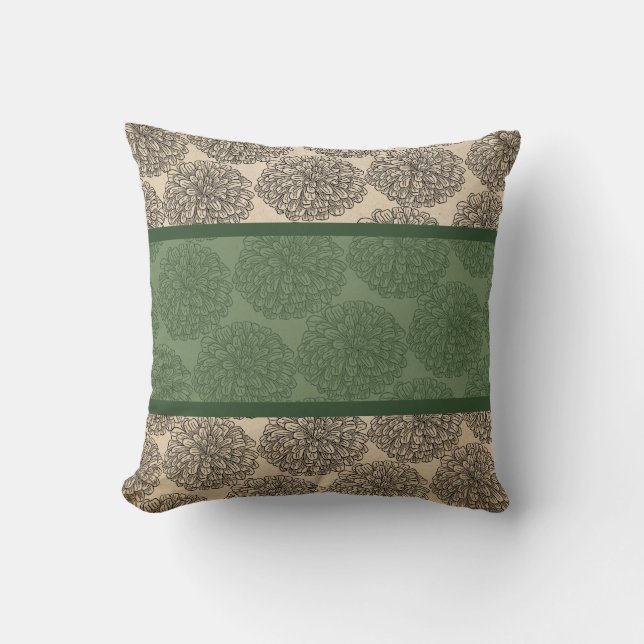 Almofada Travesseiro Green Vintage Zinnia (Frente)