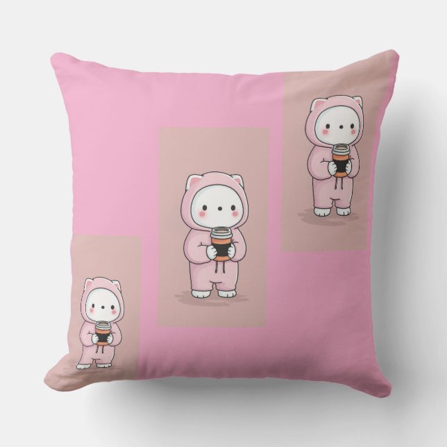 Almofada Travesseiro Infantil Rosa Suave com Desenho Animad (Frente)