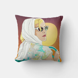 Almofada travesseiro legal 60s da ilustração da mulher do