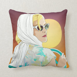 Almofada travesseiro legal 60s da ilustração da mulher do