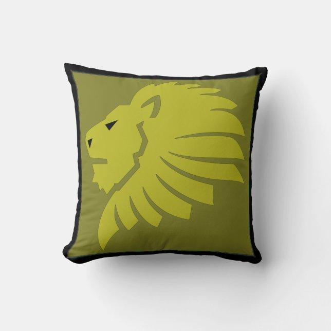 Almofada Travesseiro Leo Lion em Dourado e Negro (Frente)