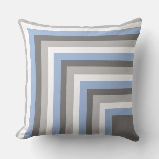Almofada Travesseiro Light Blue, Gray e White Listrado (Frente)