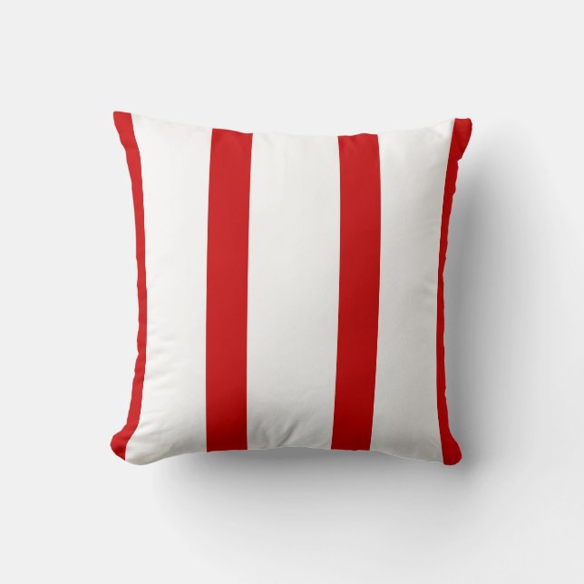 Almofada Travesseiro Listrado de Vermelho e Branco (Frente)