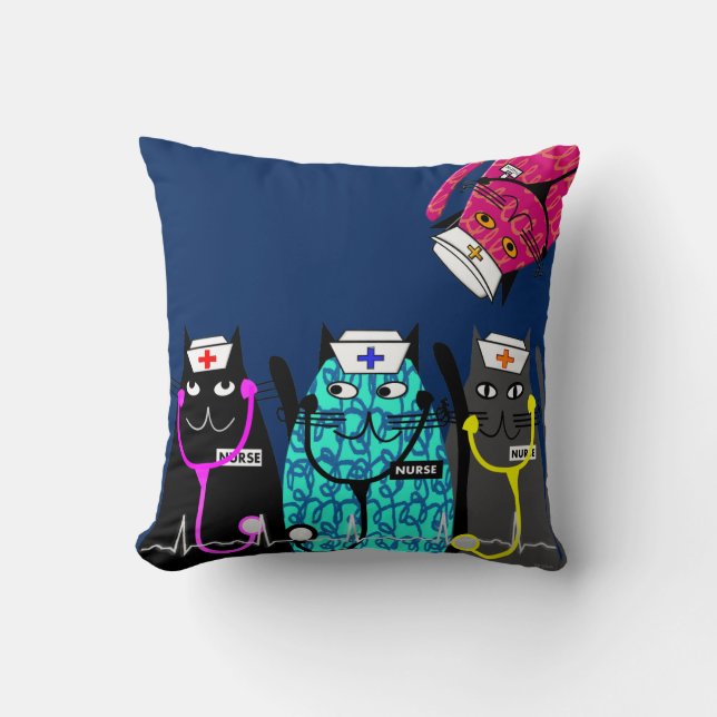 Almofada Travesseiro lunático #15 do gato da enfermeira (Frente)