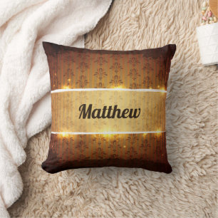 Almofada Travesseiro luxuoso marrom dourado feito sob