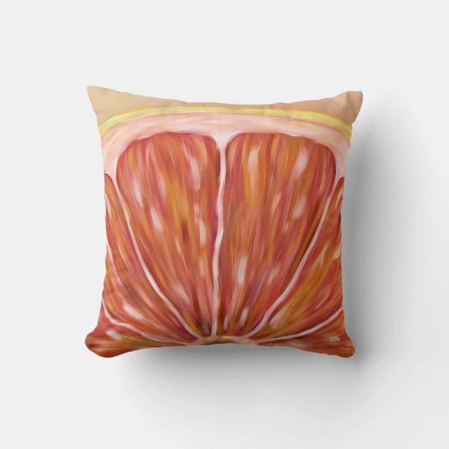 Almofada Travesseiro macro da fatia da toranja de "Pulp (Frente)