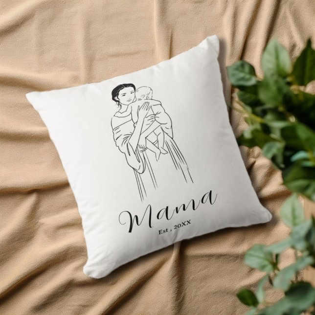 Almofada Travesseiro MAMA personalizado com mãe e filho (Criador carregado)