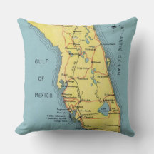 Travesseiro Mapa de Florida em Cartão Postal Retro