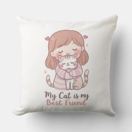Almofada Travesseiro Minha Gata é Minha Melhor Amiga Menina