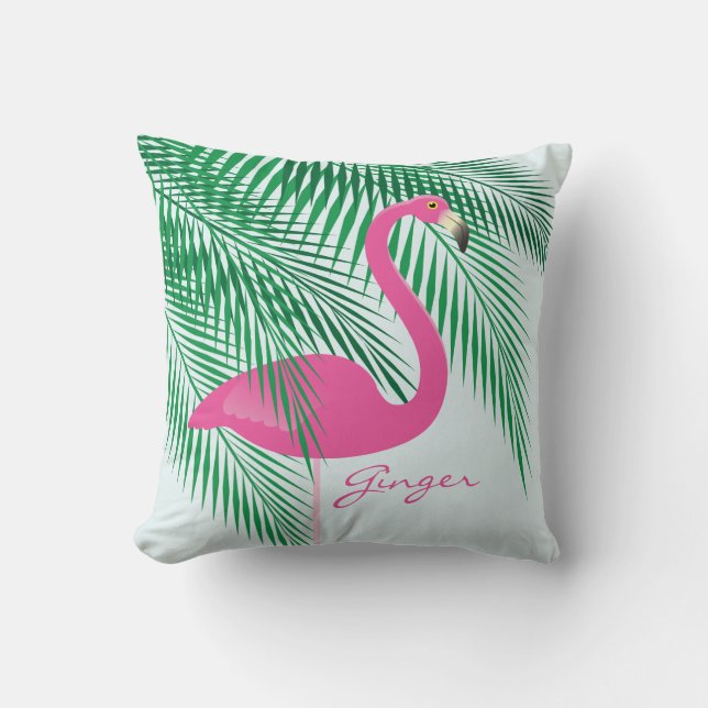 Almofada Travesseiro Mint Flamingo, de Ginger (Frente)