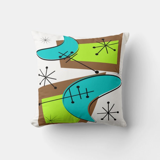 Almofada Travesseiro moderno 6 atômicos do meio século (Frente)