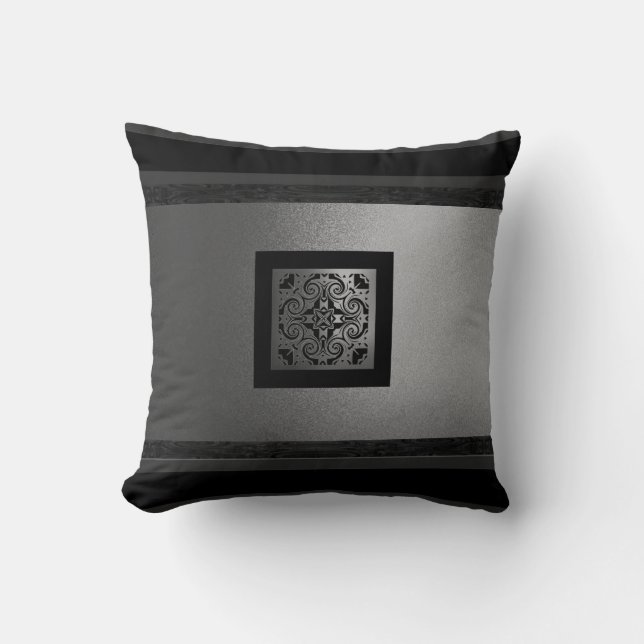 Almofada Travesseiro Moderno Clássico/ BLK&Silver-Design 1 (Frente)