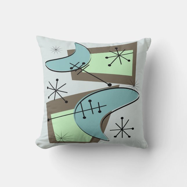 Almofada Travesseiro Moderno do Século médio Atômica 7 (Frente)