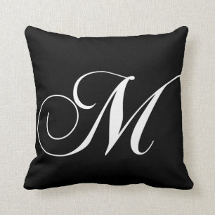 Almofada Travesseiro Monogrammed do desenhista branco preto