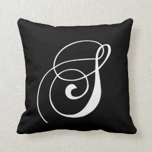 Almofada Travesseiro Monogrammed do desenhista branco preto