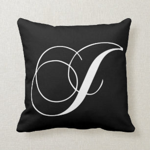 Almofada Travesseiro Monogrammed do desenhista branco preto