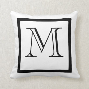 Almofada Travesseiro Monogrammed negativo positivo preto &
