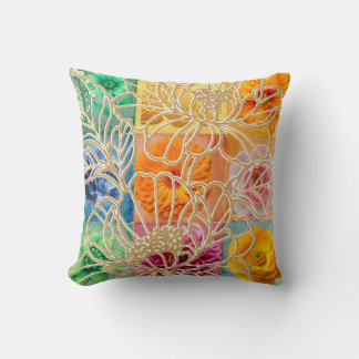 Almofada Travesseiro Mosaico Floral Dourado