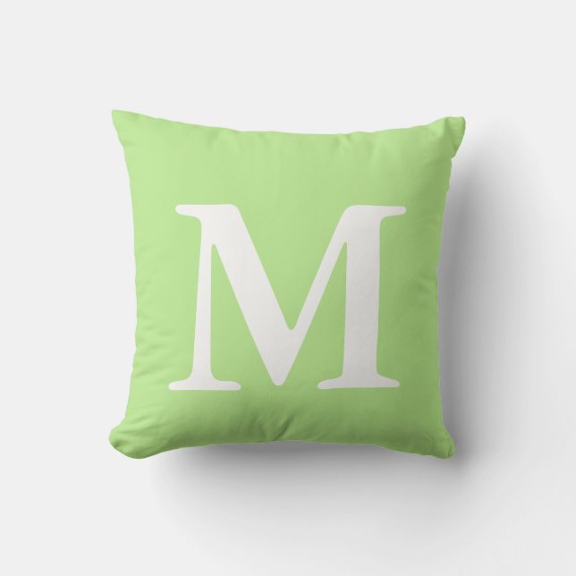 Almofada Travesseiro MThrow branco mint verde monograma (Frente)
