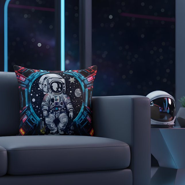 Almofada Travesseiro Neon Cyber Astronauta (Criador carregado)