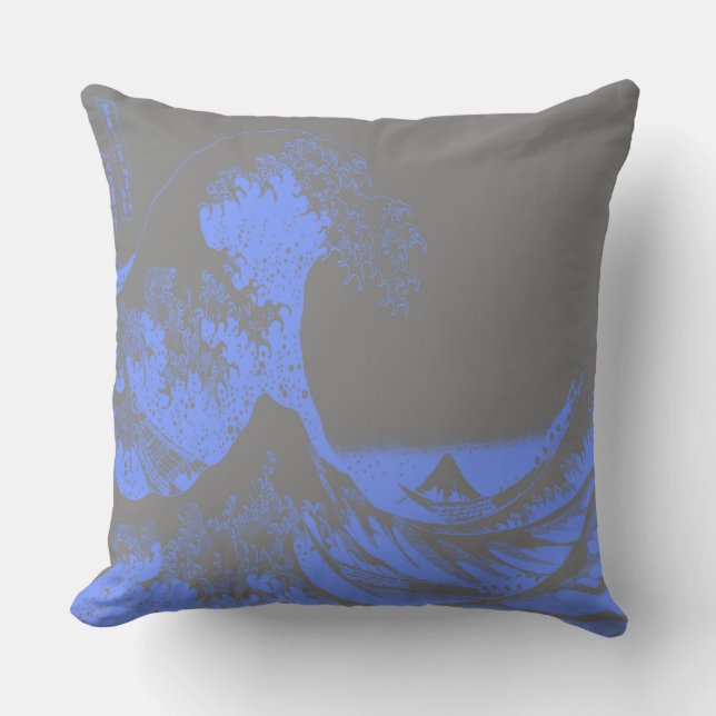 Almofada Travesseiro O Excelente Wave Blue & Cinza (Frente)