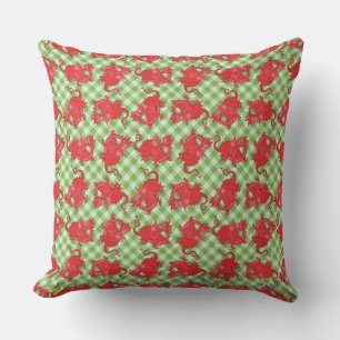 Almofada Travesseiro ou Dragão Vermelho Cushion em Gingham