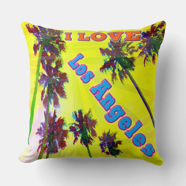 Almofada travesseiro "Palm Sky: EU AMO Los Angeles 2" (Frente)