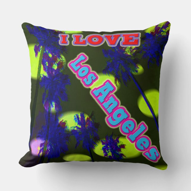 Almofada travesseiro "Palm Sky: EU AMO Los Angeles 3" (Frente)