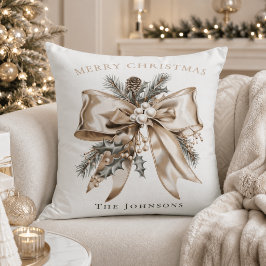 Almofada Travesseiro Personalizado com Laço de Natal Elegan