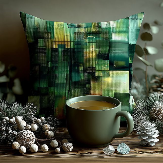 Almofada Travesseiro Personalizado com Nome Abstrato Verde (Criador carregado)