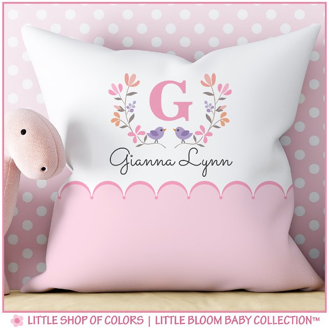 Almofada Travesseiro Personalizado com Nome da Bebê com Flo (Criador carregado)