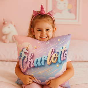 Almofada Travesseiro Personalizado com Nome de Unicórnio Pa
