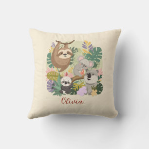 Almofada Travesseiro Personalizado com Nome Floral Animais
