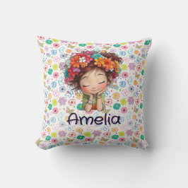 Almofada Travesseiro Personalizado com Nome Floral Menina F