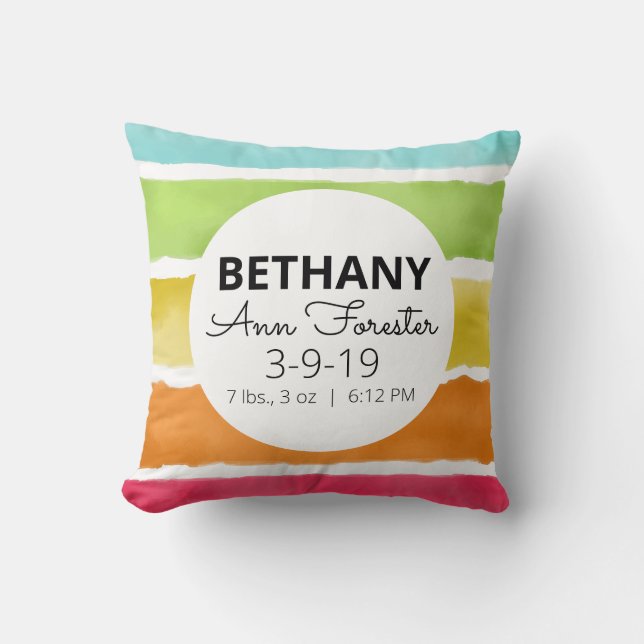 Almofada Travesseiro Personalizado de Bebê com Aquarela de  (Frente)