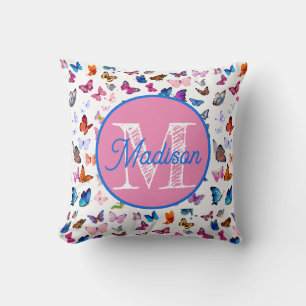 Almofada Travesseiro personalizado de borboletas monograma