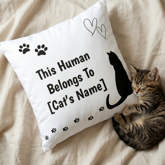 Almofada Travesseiro Personalizado de Gato Preto (Criador carregado)