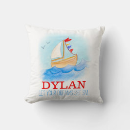 Almofada Travesseiro personalizado de nome do barco à vela
