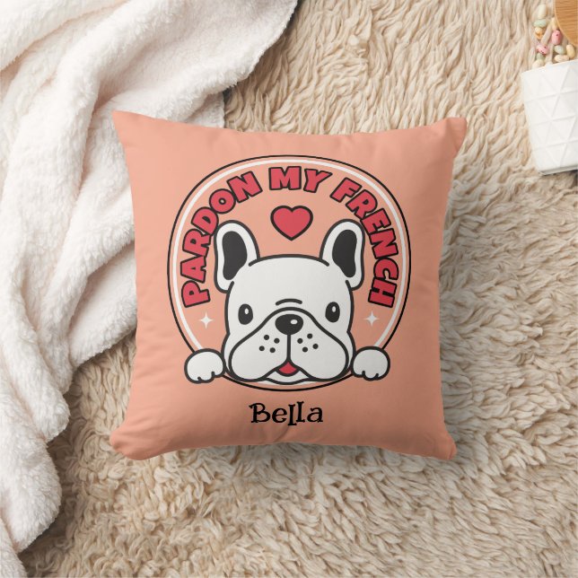 Almofada Travesseiro Personalizado do Bulldog Francês com C (Cobertor)