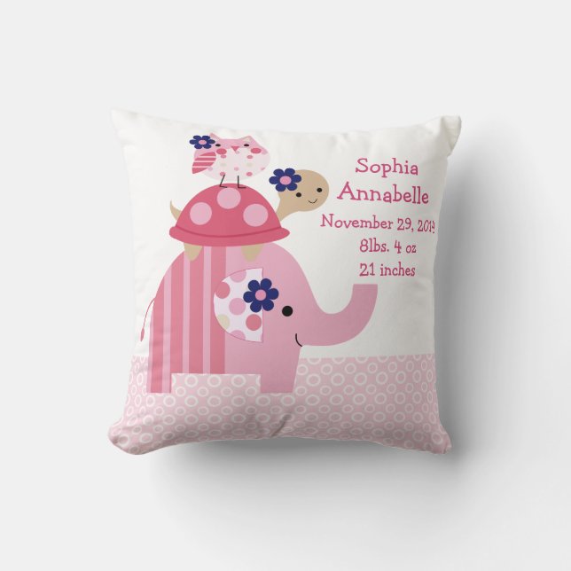 Almofada Travesseiro personalizado "Ellie Elephant/Turtle/O (Frente)