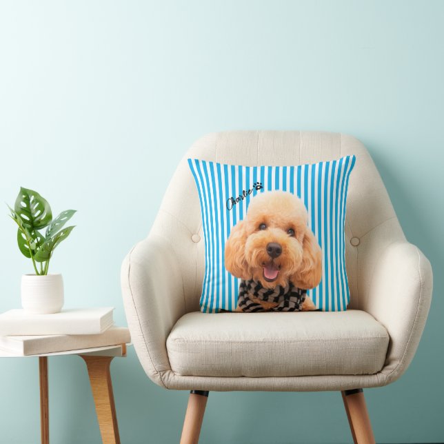 Almofada Travesseiro Personalizado Listrado de Cachorro com (Cadeira)